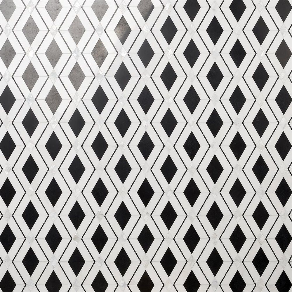 Soho Studio Elaine Nero 10" x 10" Marble Mosaic Sheet, , large