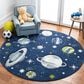 Safavieh Carousel CRK103 3" Round Navy and Ivory Kids Area Rug, , large