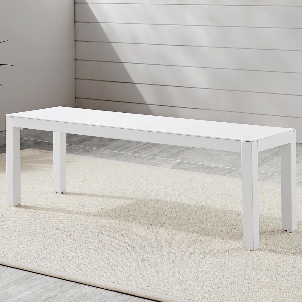 Linon Home Decor Holland Outdoor Bench in White, , large