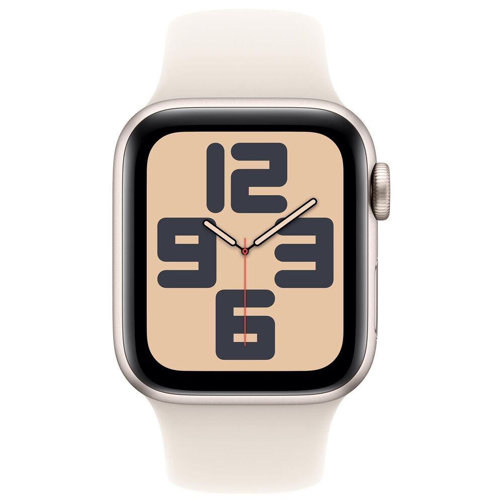 Apple Watch SE GPS + Cellular 40mm Starlight Aluminum Case with Starlight Sport Band - S/M, , large