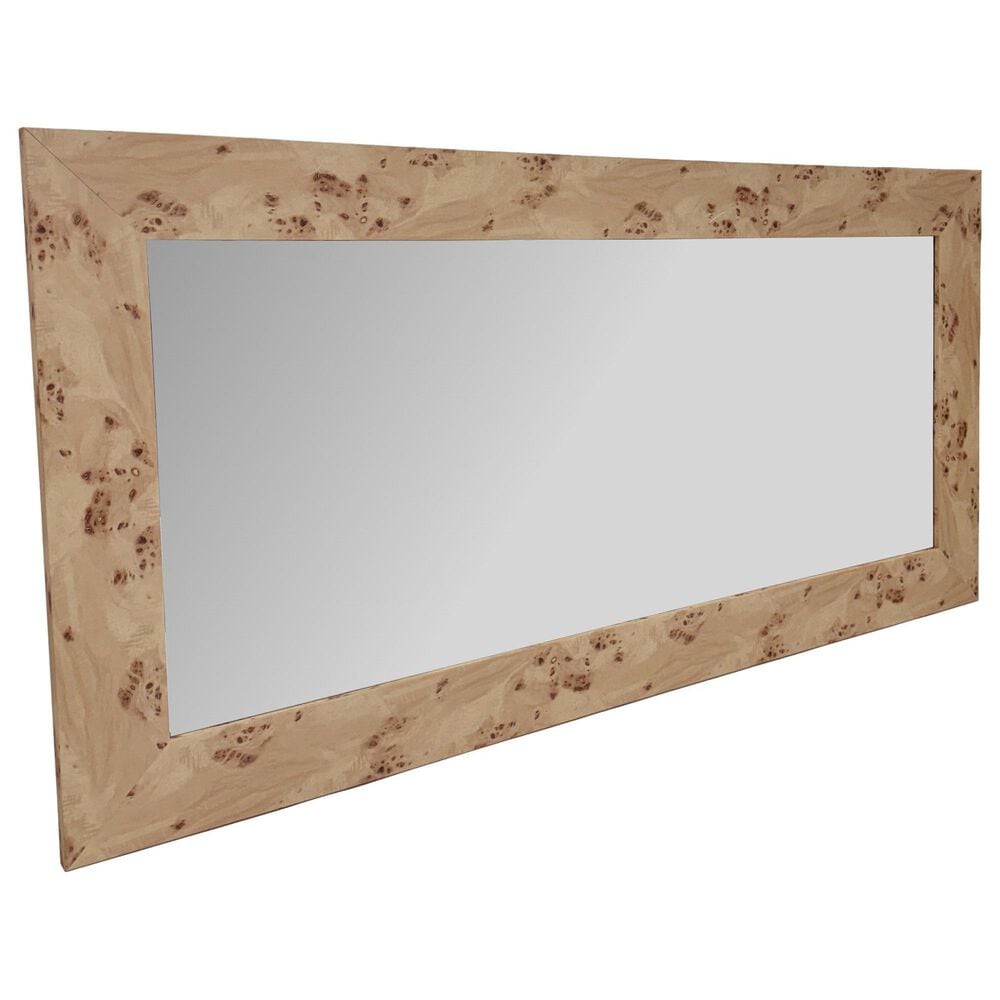 Howard Elliott Burled Rectangular Wall Mirror in Brown, , large