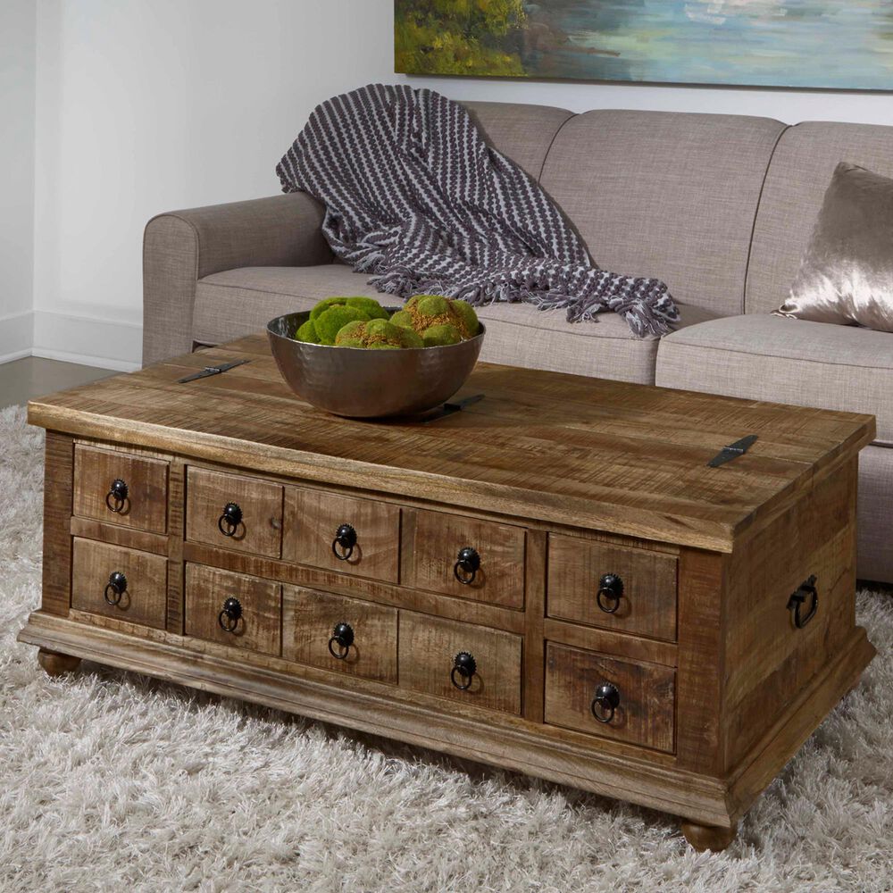 Shell Island Furniture 6-Drawer Coffee Table in Crossroads Natural, , large