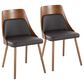 LumiSource Anabelle Side Chair with Brown Faux Leather Cushion in Walnut (Set of 2), , large