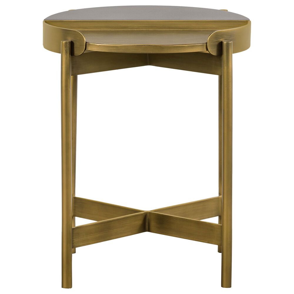 Blue River Dua End Table in Medium Gray and Antique Brass, , large