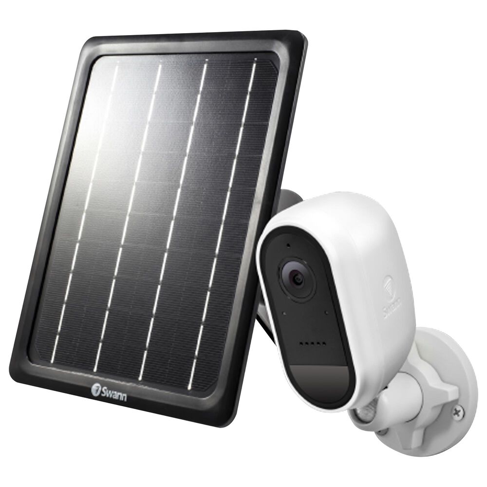 Swann Wireless 1080p Security Camera with Solar Charging Panel and Outdoor Stand in White, , large