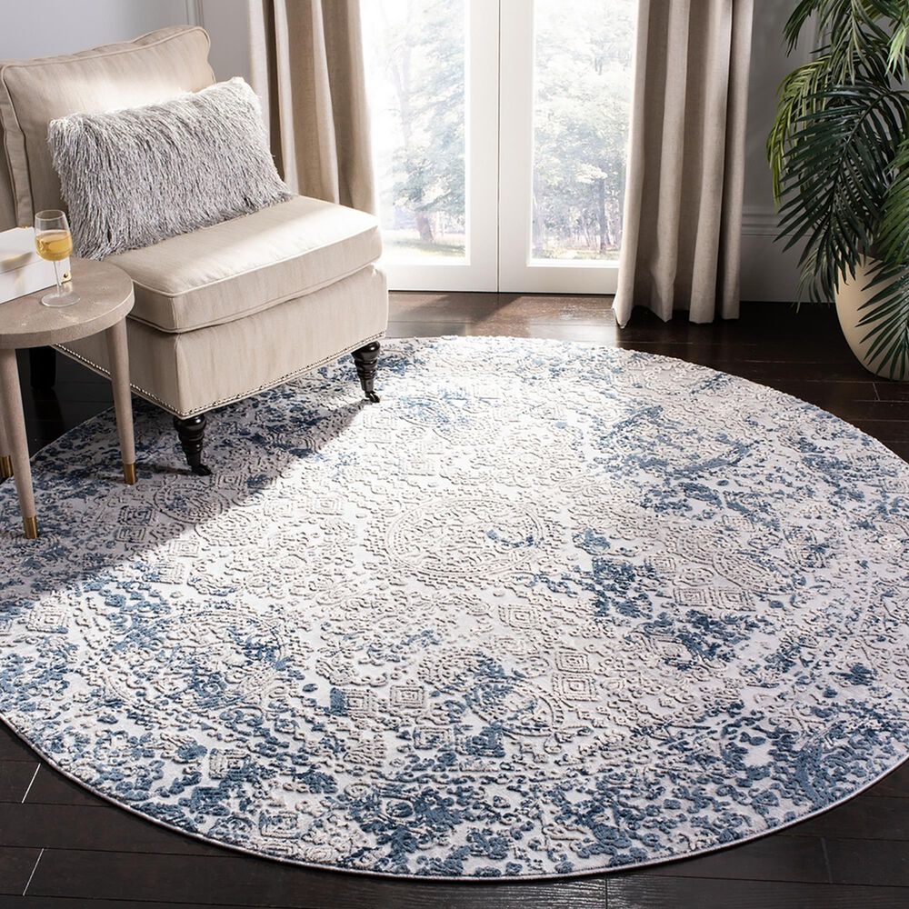Safavieh Invista INV465F 6&#39;7&quot; Round Grey and Ivory Area Rug, , large