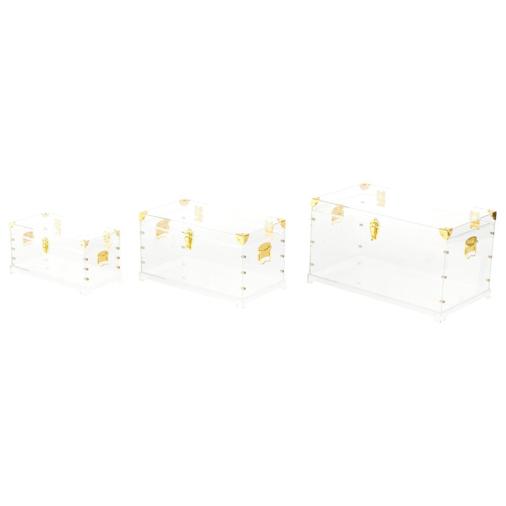 Maple and Jade 3-Piece Storage Decorative Trunk Set in Clear, , large