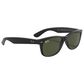 Rayban Glasses New Wayfarer Classic Sunglasses with G-15 Green Lenses in Matte Rubber Black, , large