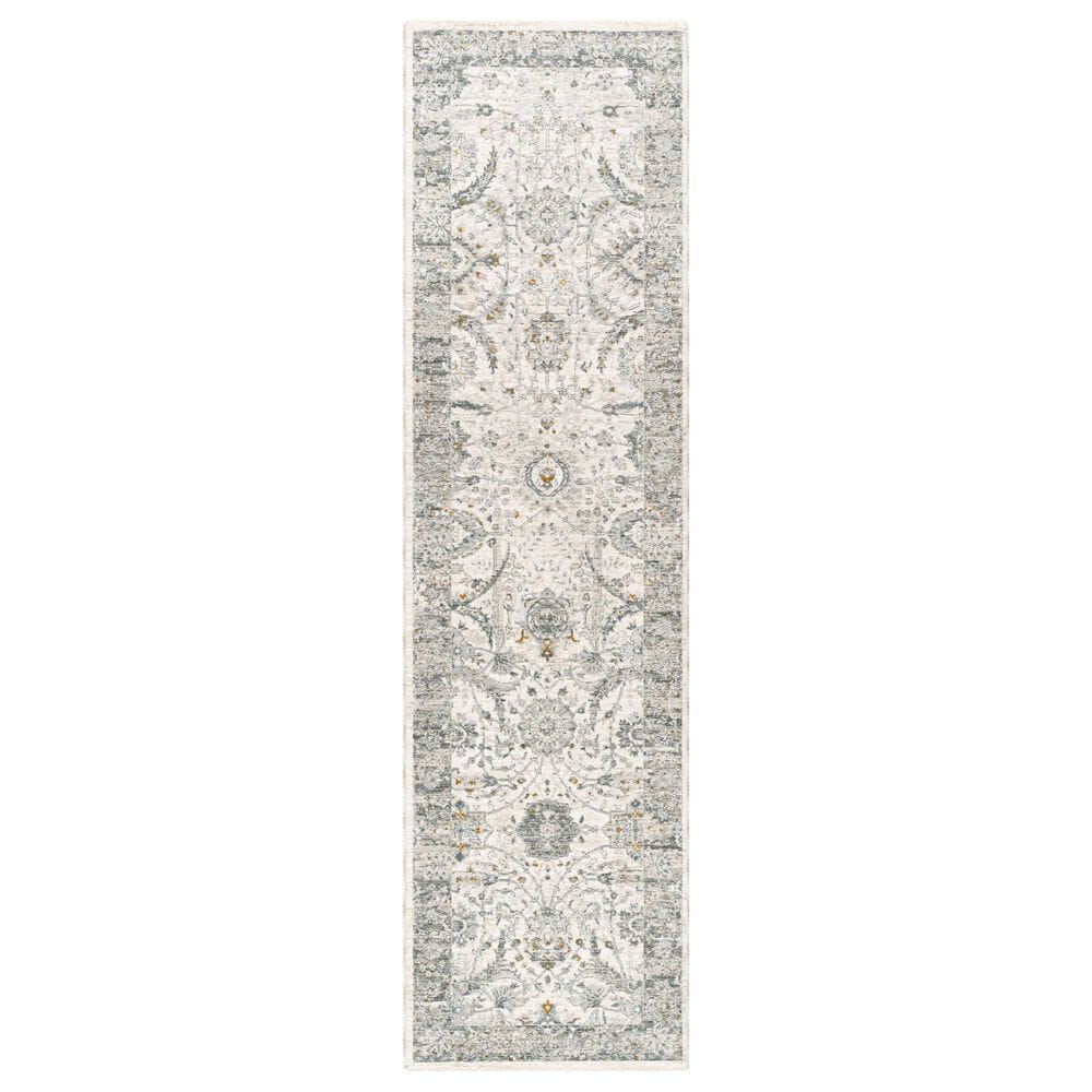 Surya Dresden White, Medium Gray, Gray, Light Slate, Denim and Mustard 2&#39;7&quot; x 10&#39; Runner, , large