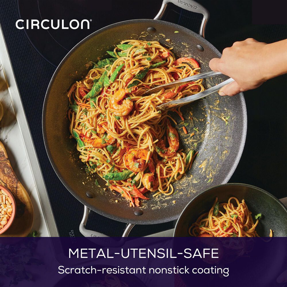 Circulon A1 Series 14&quot; ScratchDefense Nonstick Wok with Lid in Silver, , large