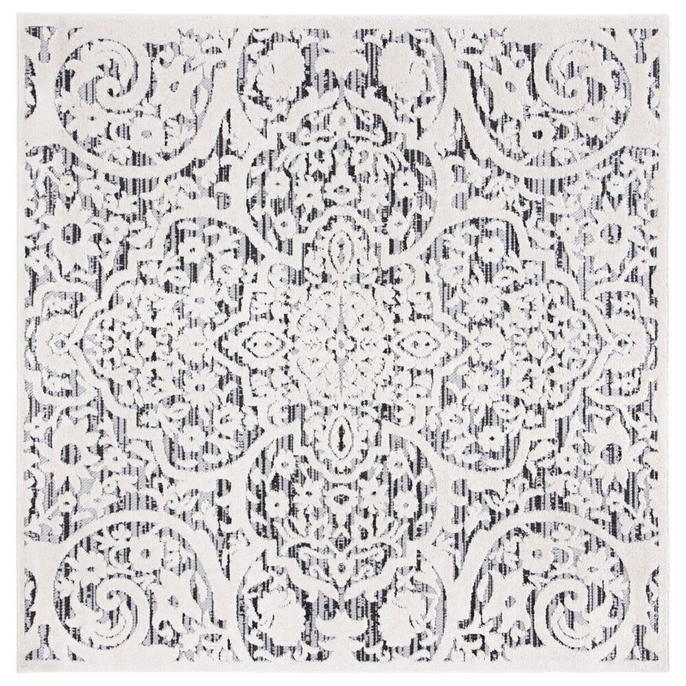 Safavieh Cabana CBN656A 6"7" Square Ivory and Grey Indoor/Outdoor Area Performance Rug, , large