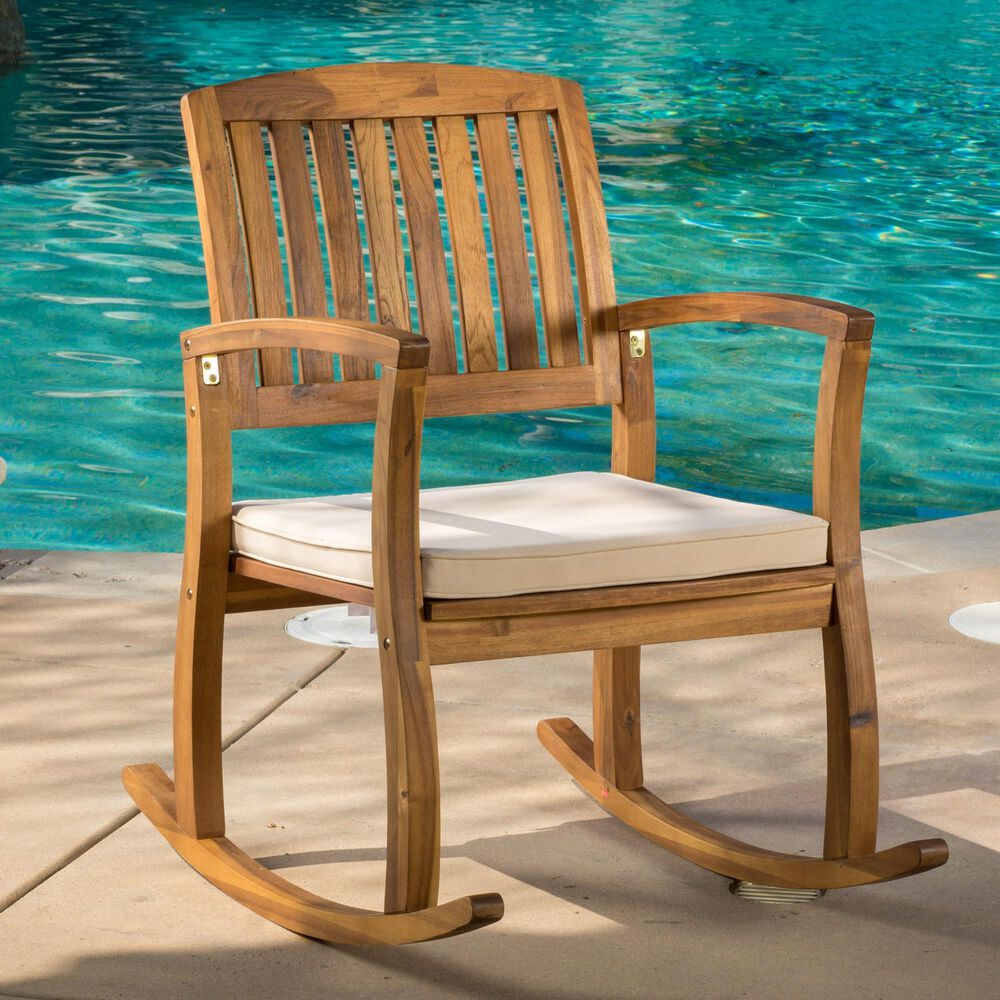 Noble House Selma Patio Rocking Chair in Cream, , large