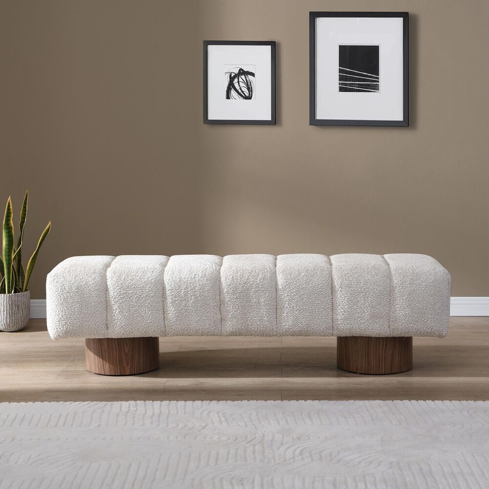Hearth and Haven 64" Upholstered Dining Bench with Feet Pads in Beige, , large