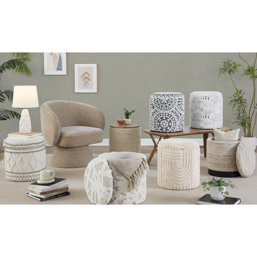 LumiSource Tahoe 18" Sand Storage Ottoman in Beige, , large