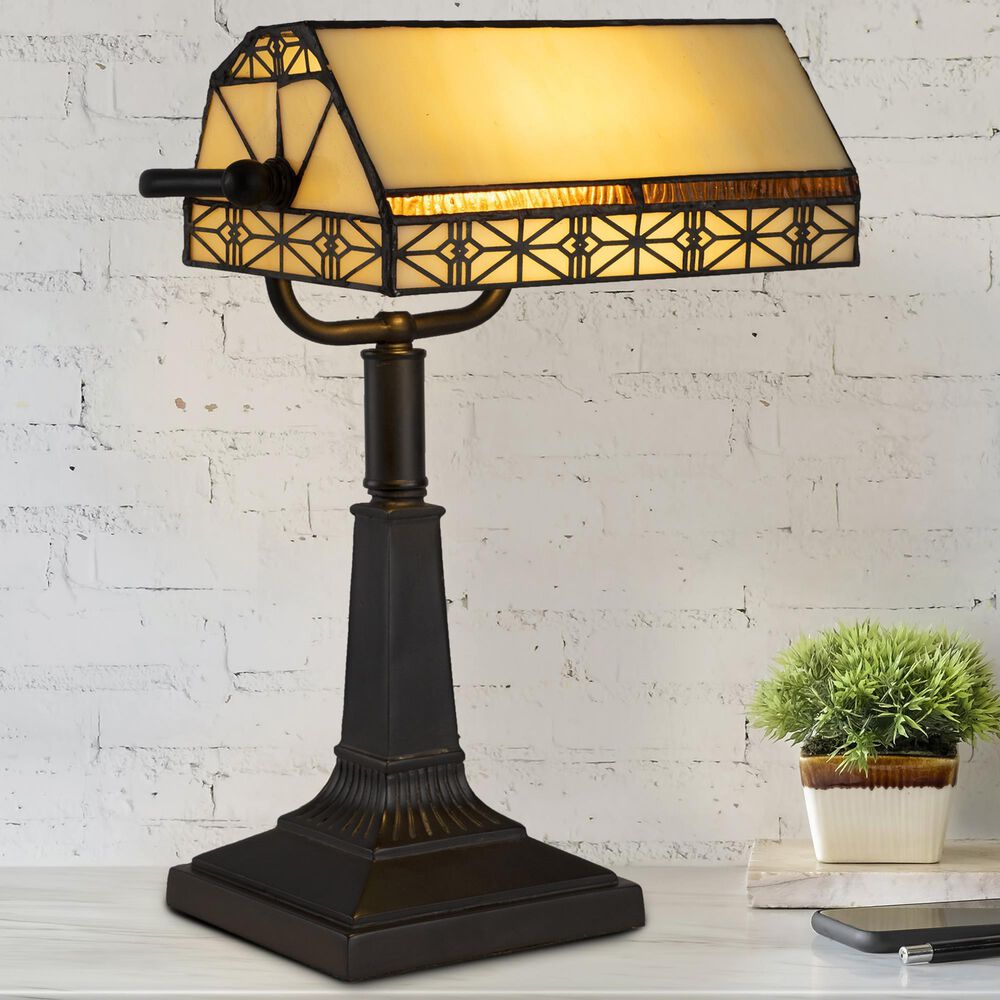 Timberlake Tiffany Style Bankers Lamp with LED Bulb in Black, , large