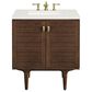 James Martin Vanities Amberly 30" Single Bathroom Vanity in Mid-Century Walnut with 3 cm Lime Delight Quartz Top and Rectangular Sink, , large