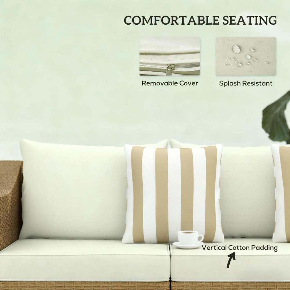 Hearth and Haven Outdoor Sofa with Cushions and Natural Wicker in Light Gray, , large