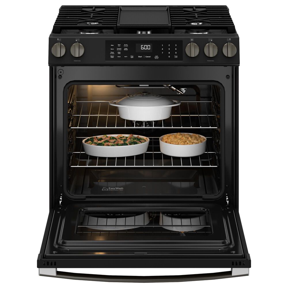 GE Appliances 30&quot; Slide-In Front-Control Convection Gas Range in Fingerprint Resistant Black Slate, , large