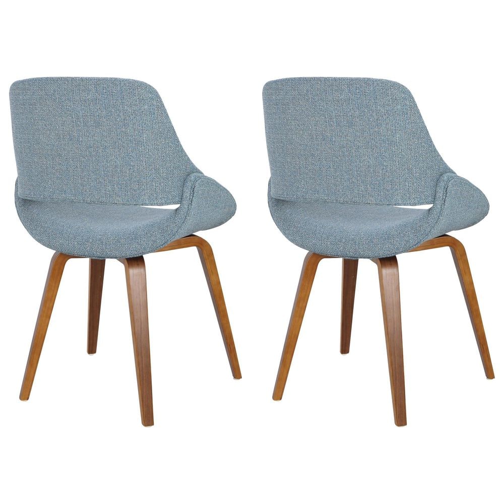 LumiSource Fabrico Side Chair with Blue Cushion in Walnut (Set of 2), , large