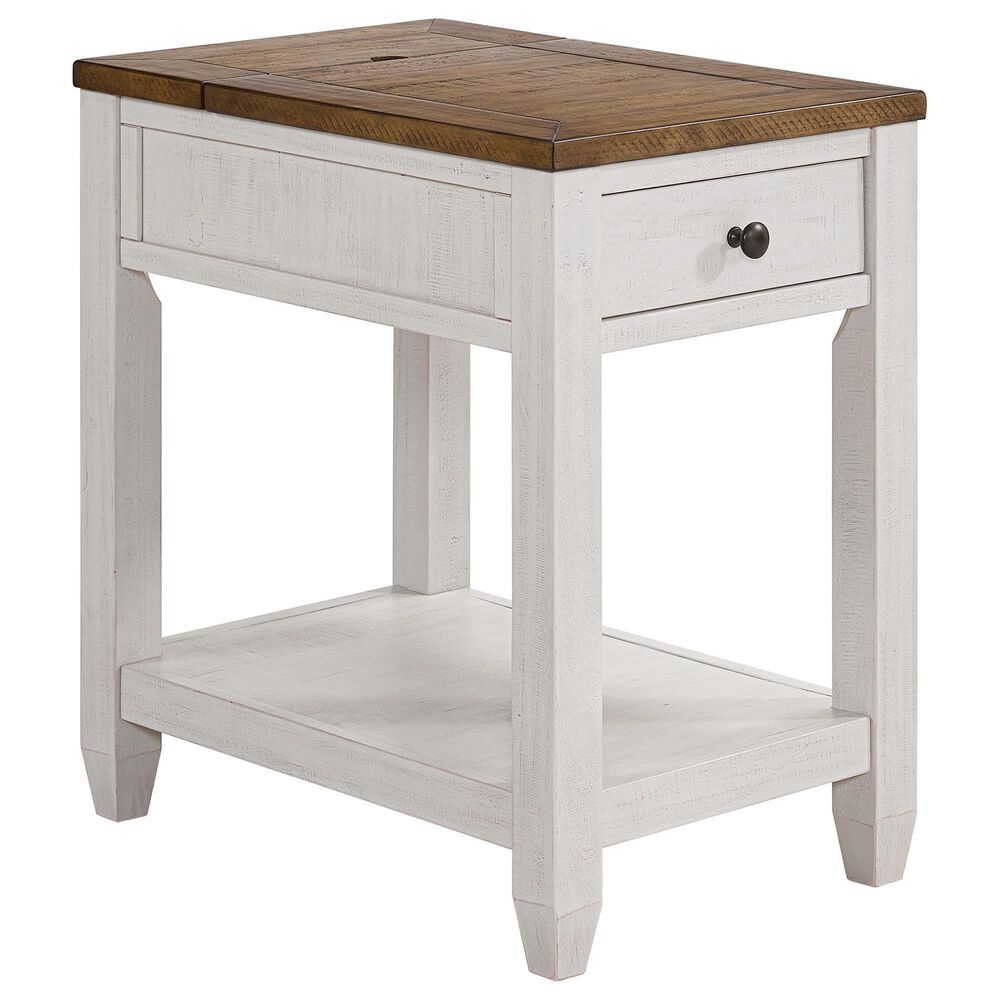 Forma & Co Napa Chairside Table in White and Natural, , large