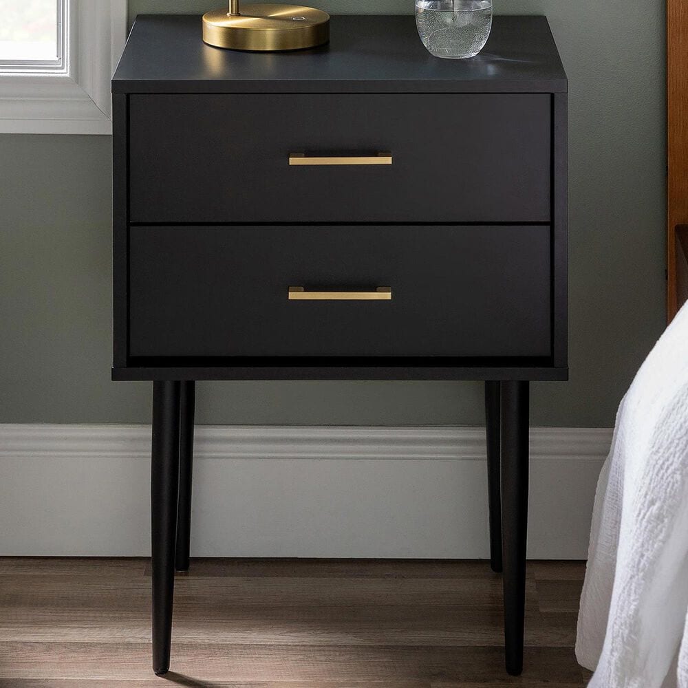 Walker Edison Olivia 20&quot; 2-Drawer Side Table in Black, , large