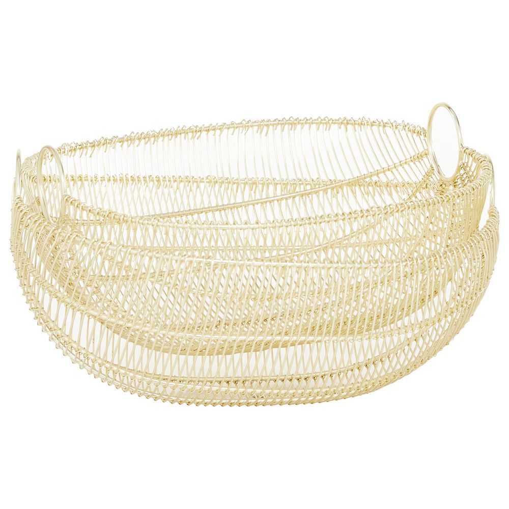 Maple and Jade Contemporary Metal Decorative Bowls in Gold (Set of 2) , , large