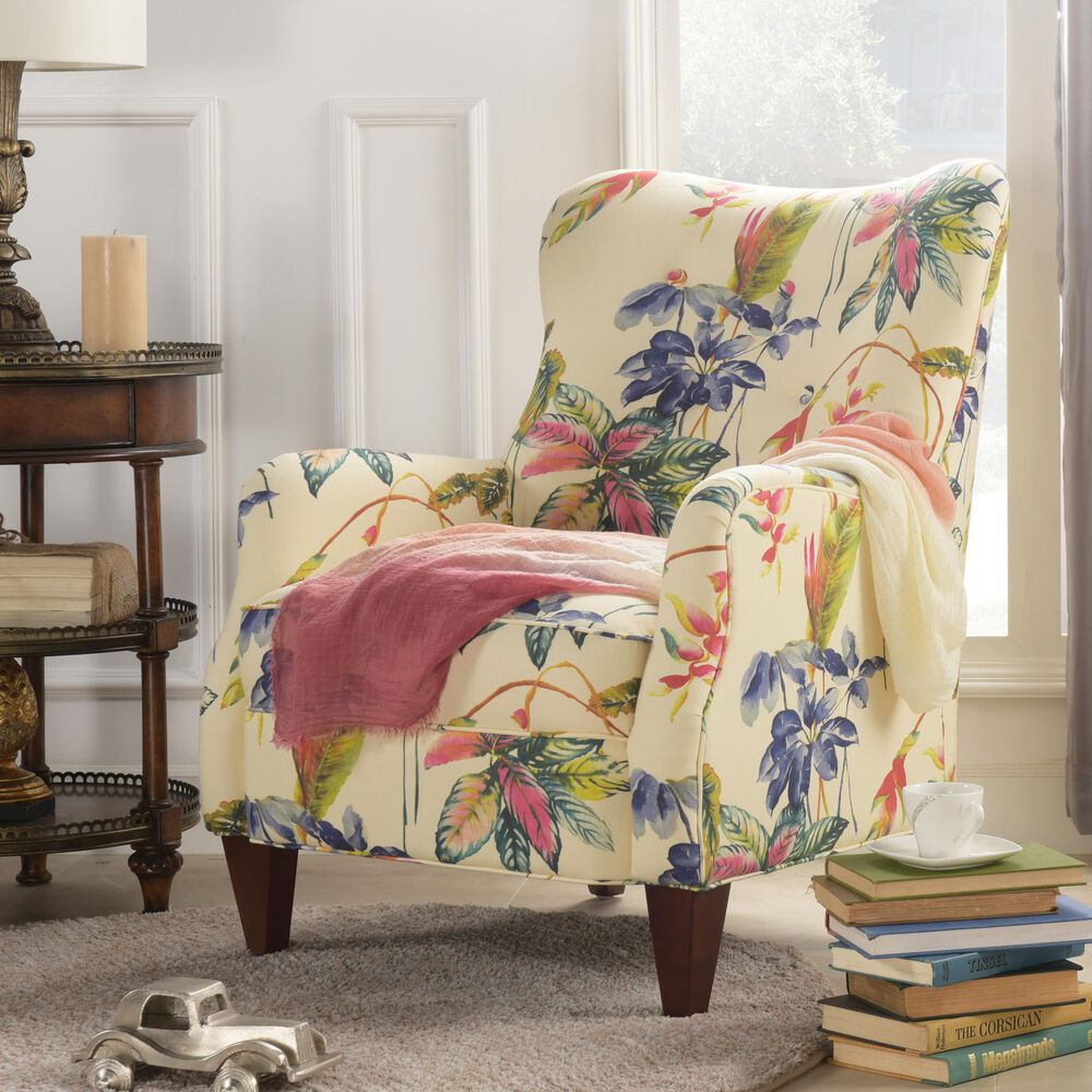 Jennifer Taylor Home Paradise Upholstered Arm Chair OffWhite/Floral