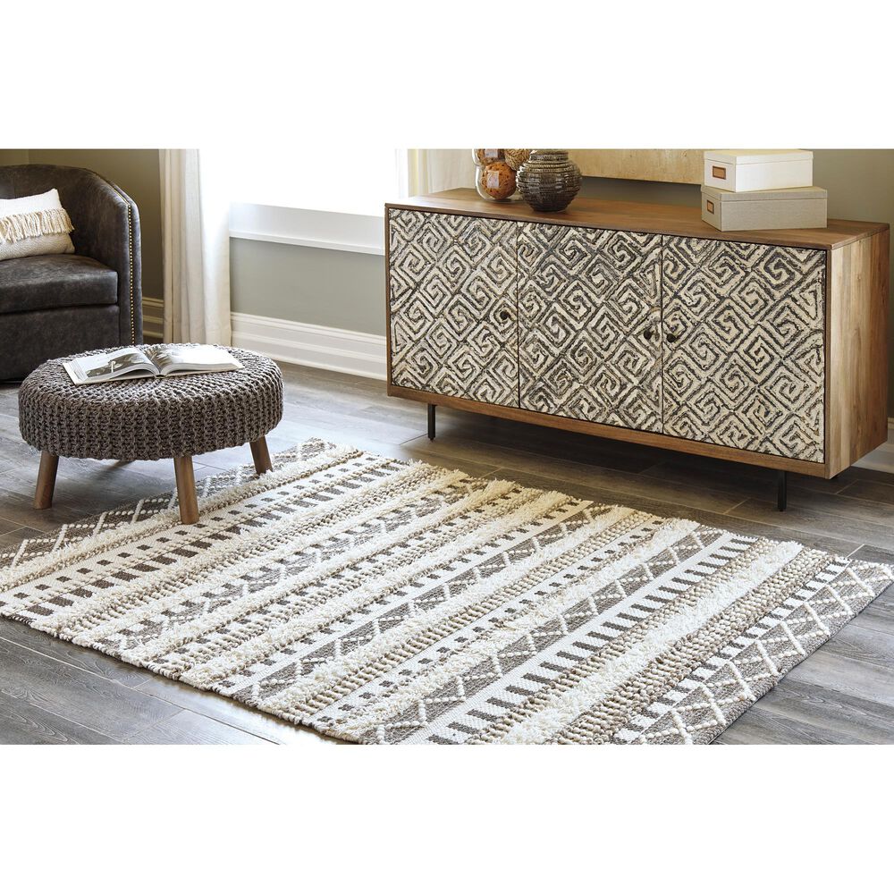 Ashley Karalee  8&#39; x 10&#39; Ivory and Brown Area Rug, , large