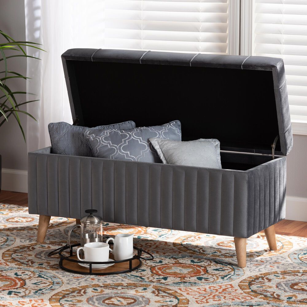 Baxton Studio Hanley Storage Ottoman in Grey, , large
