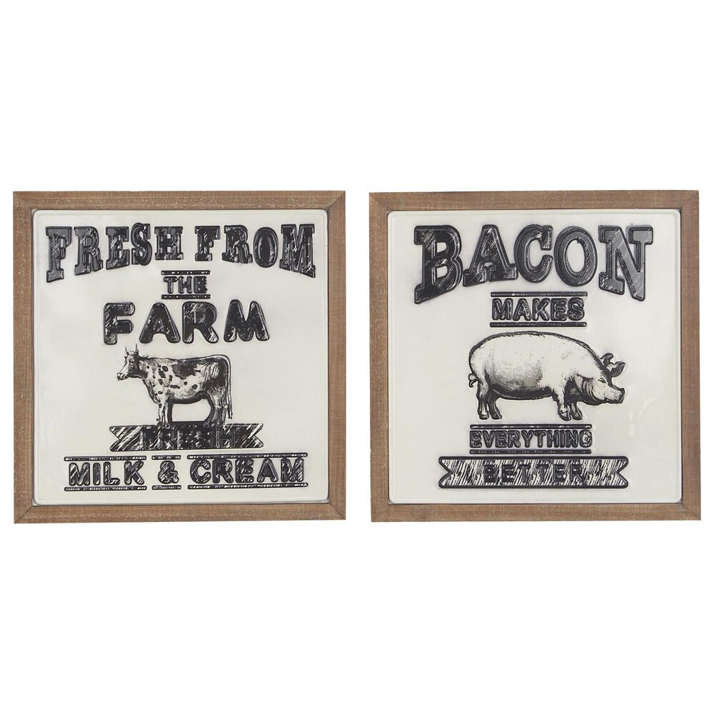 Maple and Jade 18" x 18" Wall Decor in Black and White (Set of 2), , large