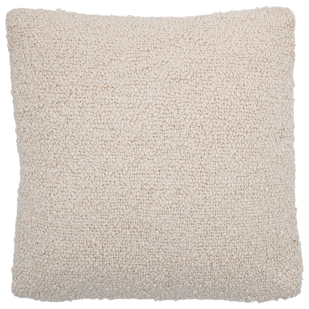 Teak Interiors 20" x 20" Woven Cotton Boucle Throw Pillow in Cream, , large