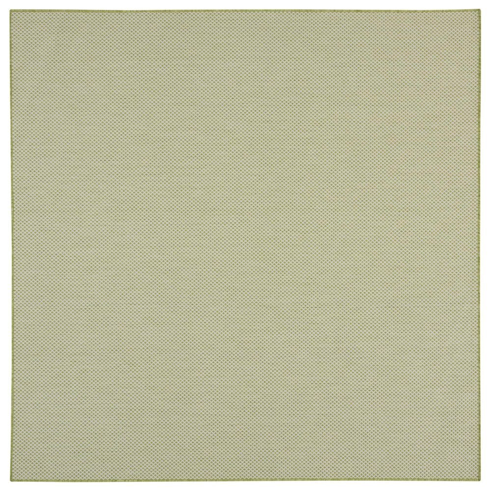 Nourison Courtyard Ivory and Green 6" Square Indoor/Outdoor Area Rug, , large