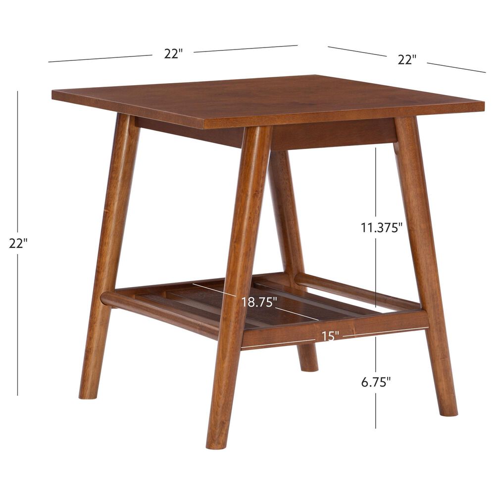 Linon Home Decor Charlotte End Table in Warm Walnut, , large