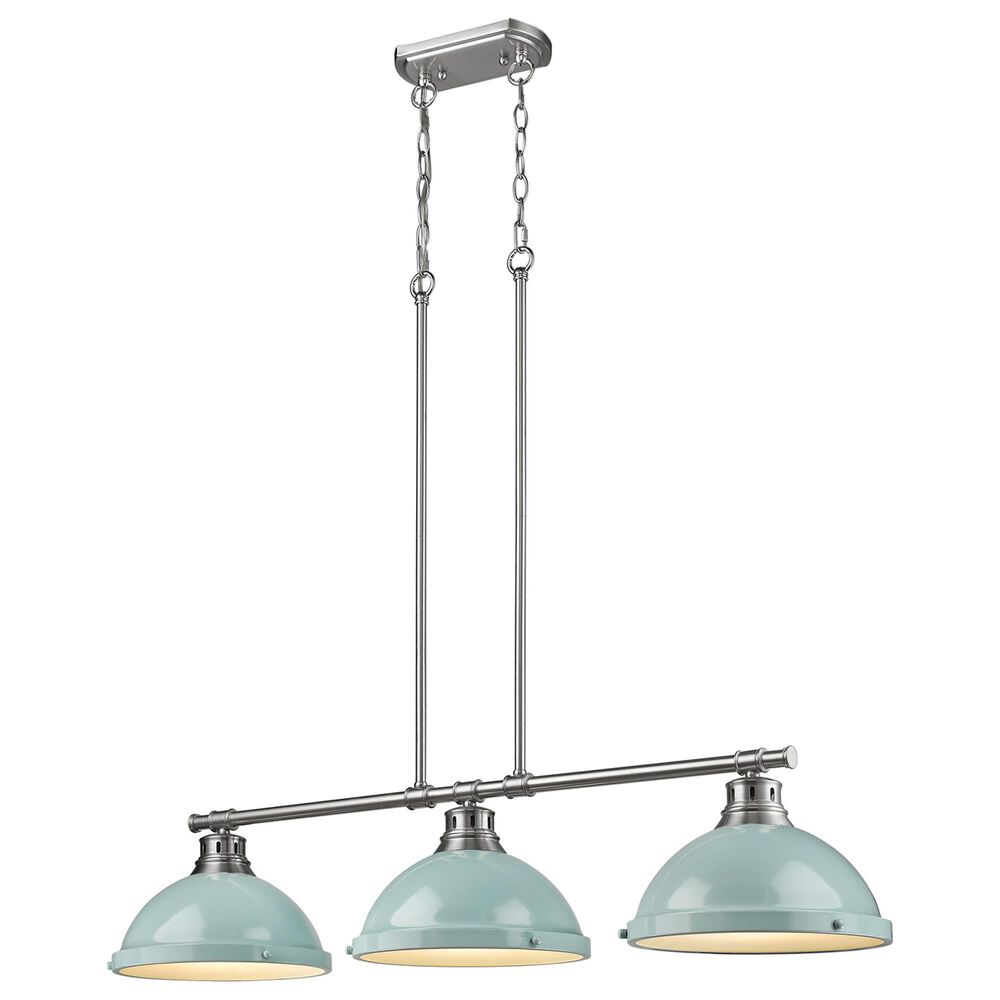 Golden Lighting Duncan 3-Light Pendant with Seafoam Shade in Pewter, , large