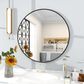 HOMLUX 30" Round Wall Mirror in Black, , large