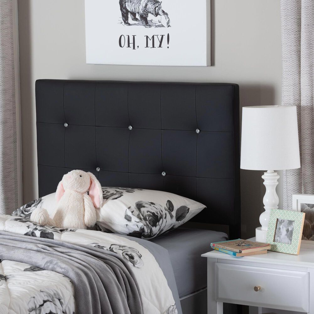 Baxton Studio Kirchem Twin Upholstered Headboard in Black, , large