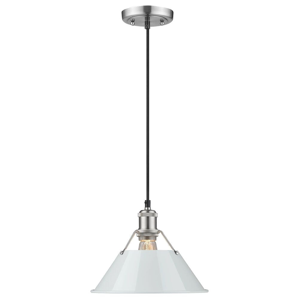 Golden Lighting Orwell 1-Light Medium Pendant with Dusky Blue Shade in Pewter, , large