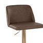 LumiSource Toriano Swivel Adjustable Bar Stool with Espresso Faux Leather Upholstery in Gold (Set of 2), , large