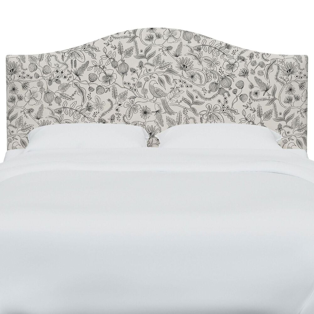 Rifle Paper Co Crafted by Cloth &amp; Company Mayfair Queen Headboard in Aviary Black/Cream, , large