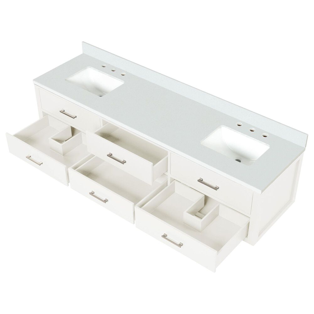 Lexora Home Castor 80&quot; Double Bathroom Vanity in White with 2 cm White Quartz Top and Rectangular Sinks, , large
