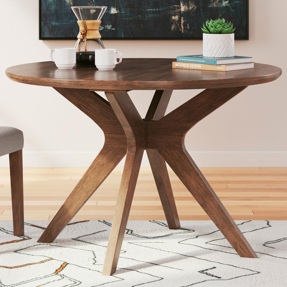 Ashley Lyncott Round Dining Table in Medium Brown - Table Only, , large