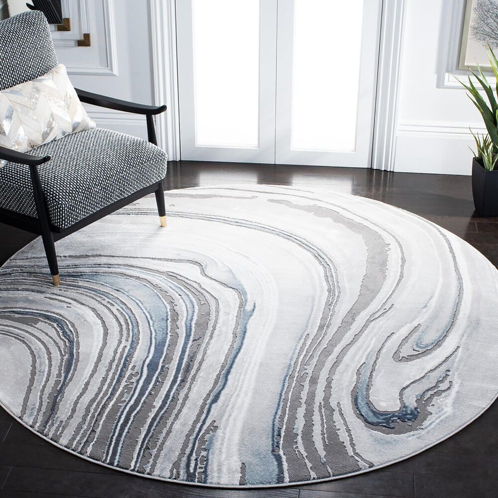 Safavieh Craft CFT845M 6&#39;7&quot; Round Blue and Grey Area Rug, , large