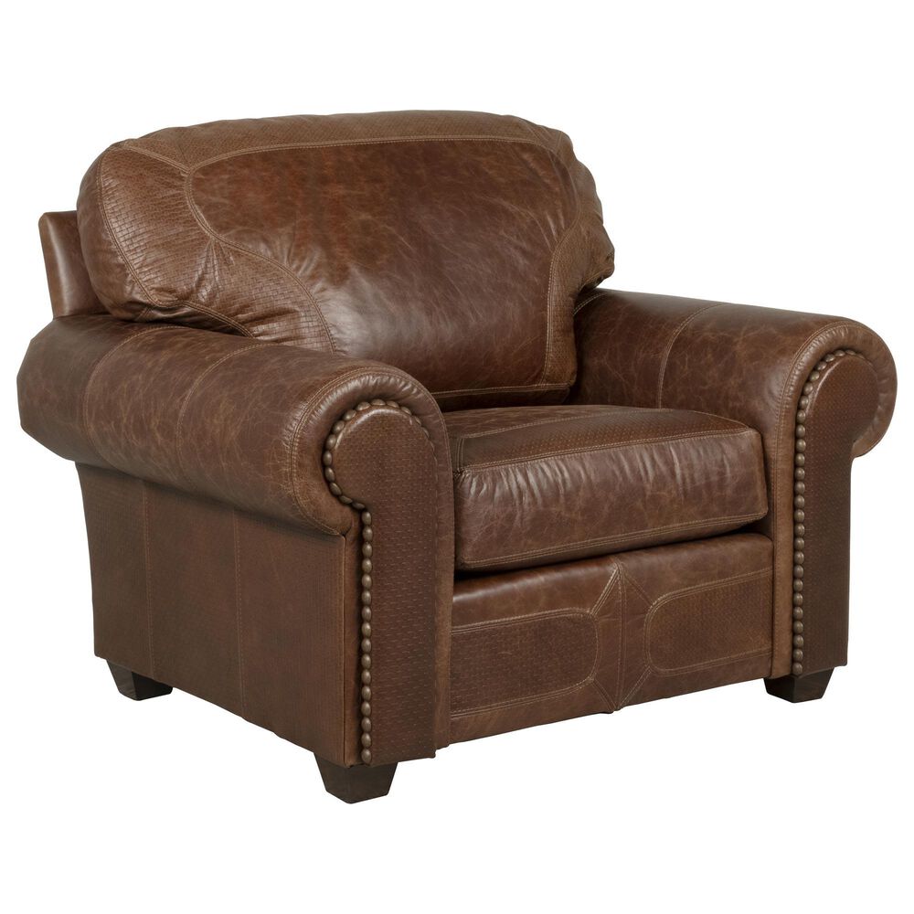Stickley Furniture Santa Fe Leather Chair with Nailhead Trim in Aged Old Leather, , large