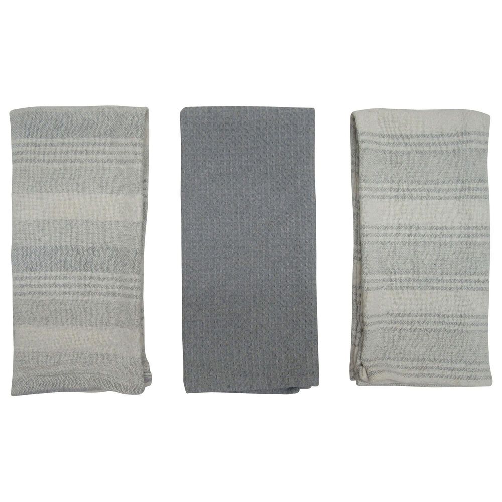 Willow &amp; Hem Magnolia Kitchen Towel in Silver (Set of 3), , large