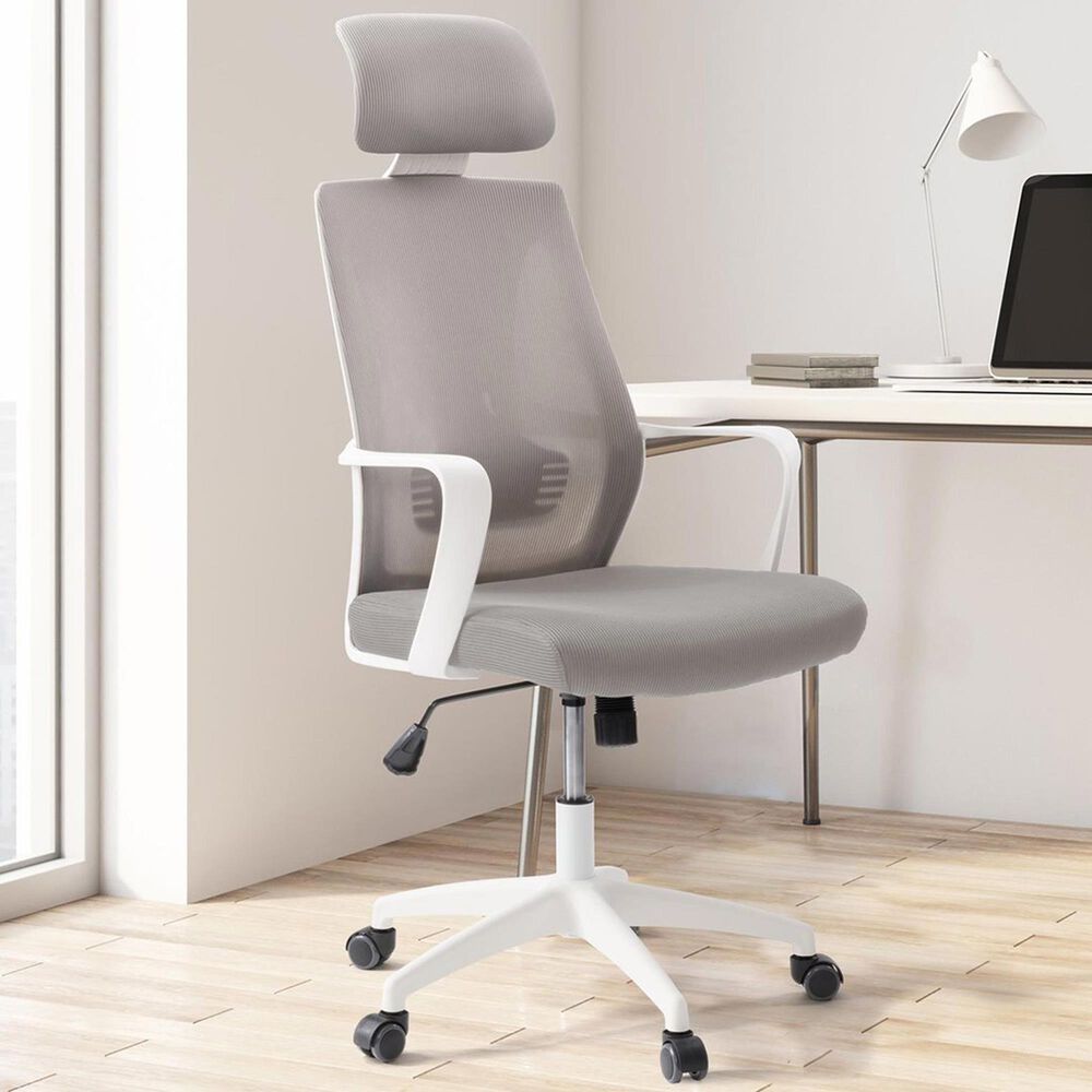 CorLiving Workspace Office Chair with White Frame in Grey, , large