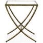 Furniture of America Lalia Side Table with Tempered Glass Top and X-Base in Matte Gold, , large