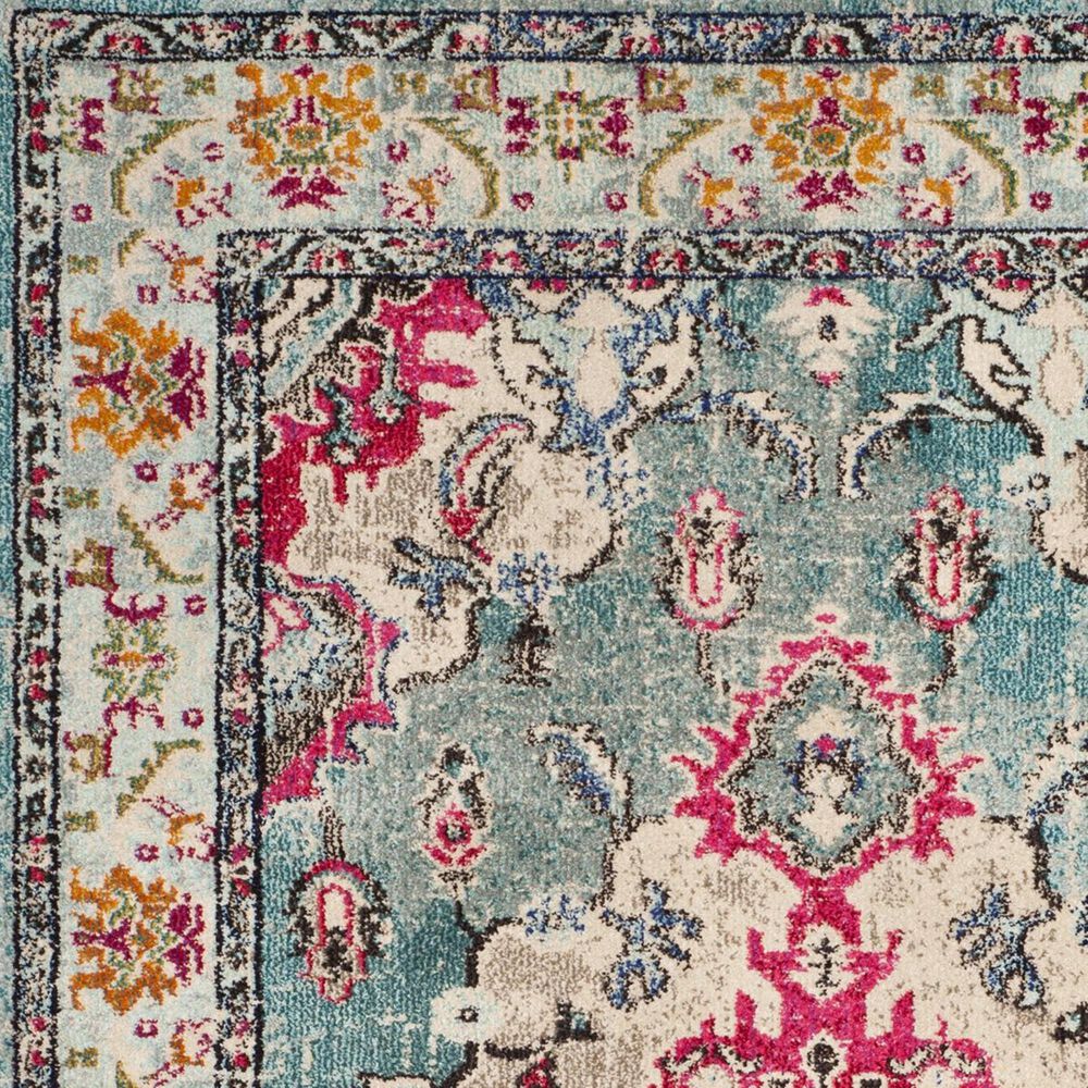 Safavieh Monaco MNC243J-3R 3&#39; Round Light Blue/Fuchsia Area Rug, , large