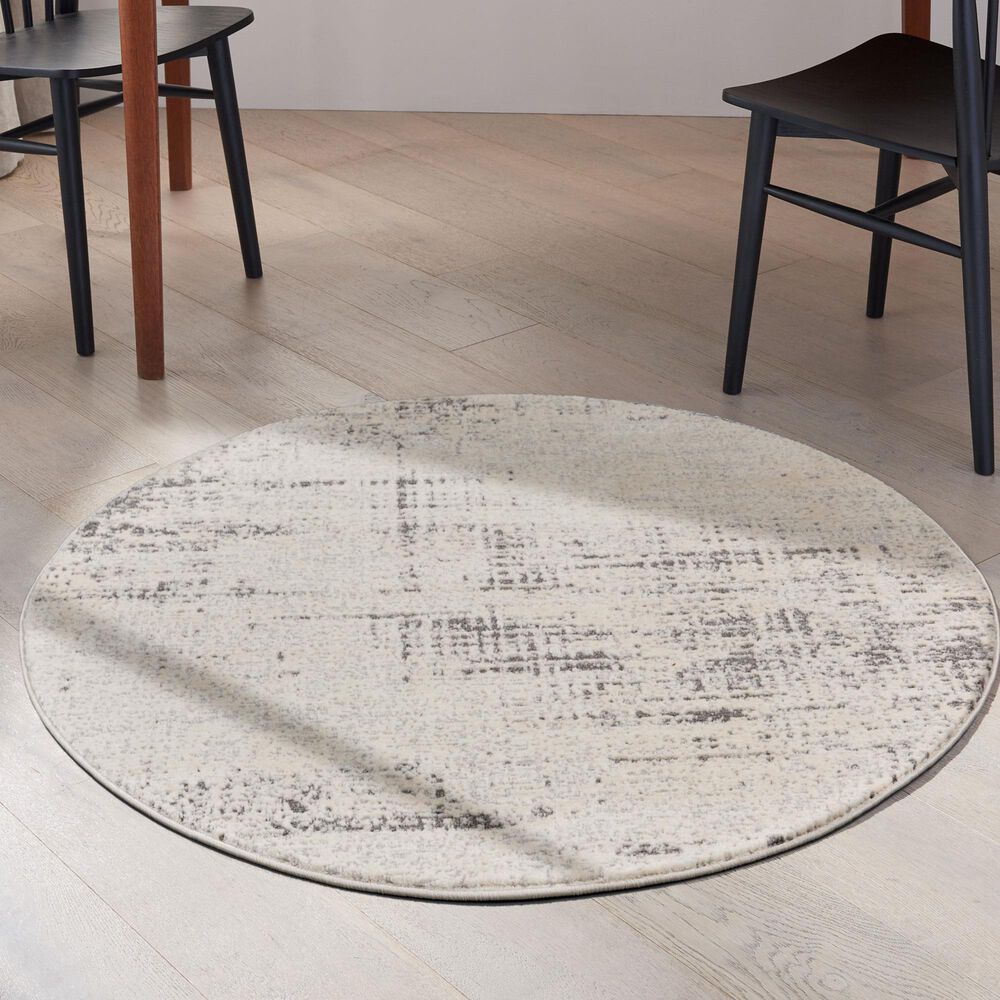 Nourison Rush 4&#39; Round Ivory and Beige Area Rug, , large