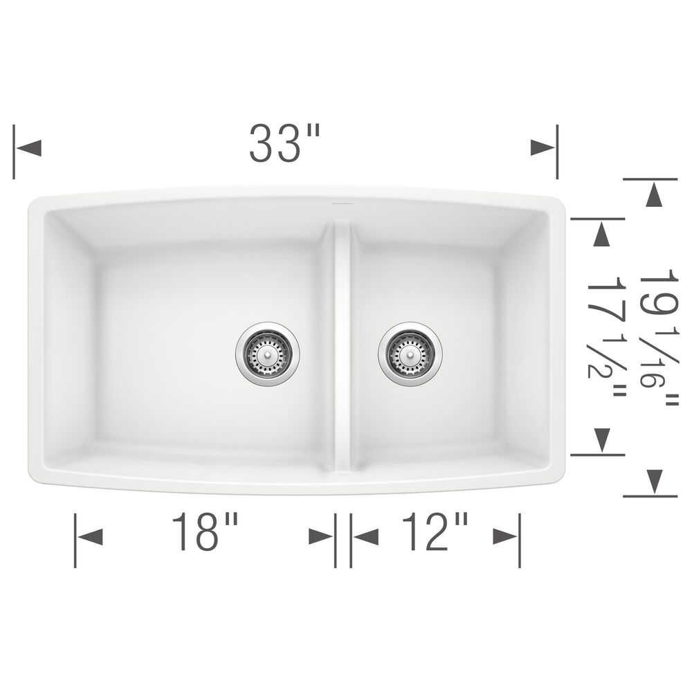 Blanco Performa 60/40 Double Bowl Kitchen Sink with Low Divide in White, , large