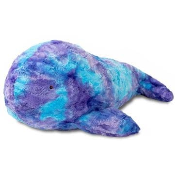 Jaxx Marina The Whale Sea Buddy Large Kids Stuffed Animal Bean Bag in Tie-Dye Mystic Blue and Purple, , large